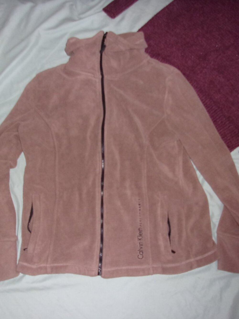 Calvin Klein womens size medium tan  sweatshirt coat fleece jacket athletic